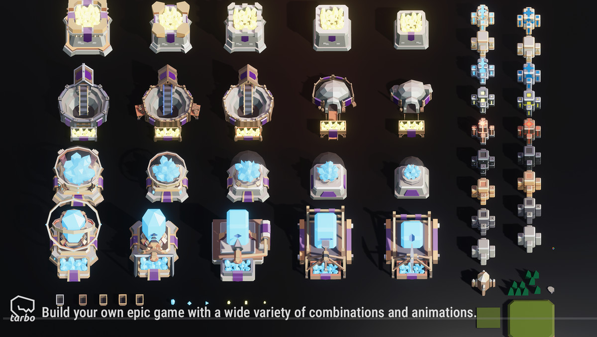 Tower Defense Mining & Walls Pack - Low Poly 3D Art