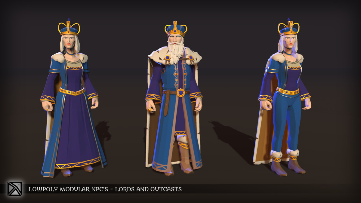 Low Poly Modular NPCs – Lords & Outcasts- LOWPOLY MEDIEVAL FANTASY SERIES