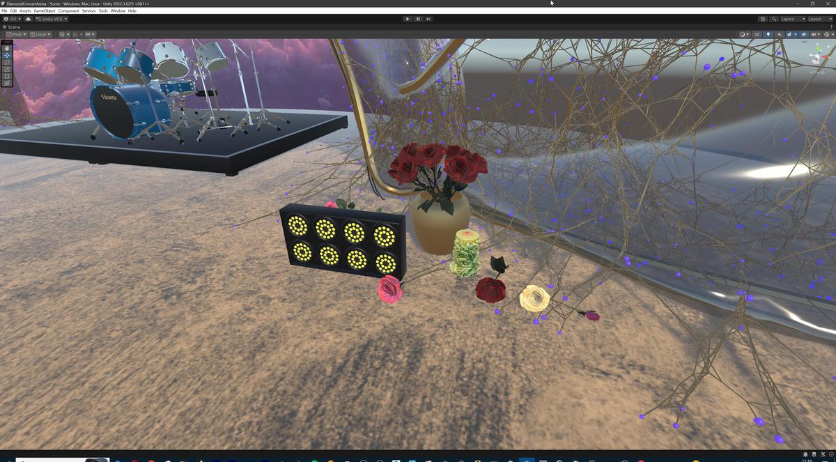 Diamond Concert Arena Stage Venue - Modular 3d Scene (with Piano, Drums, Guitar)