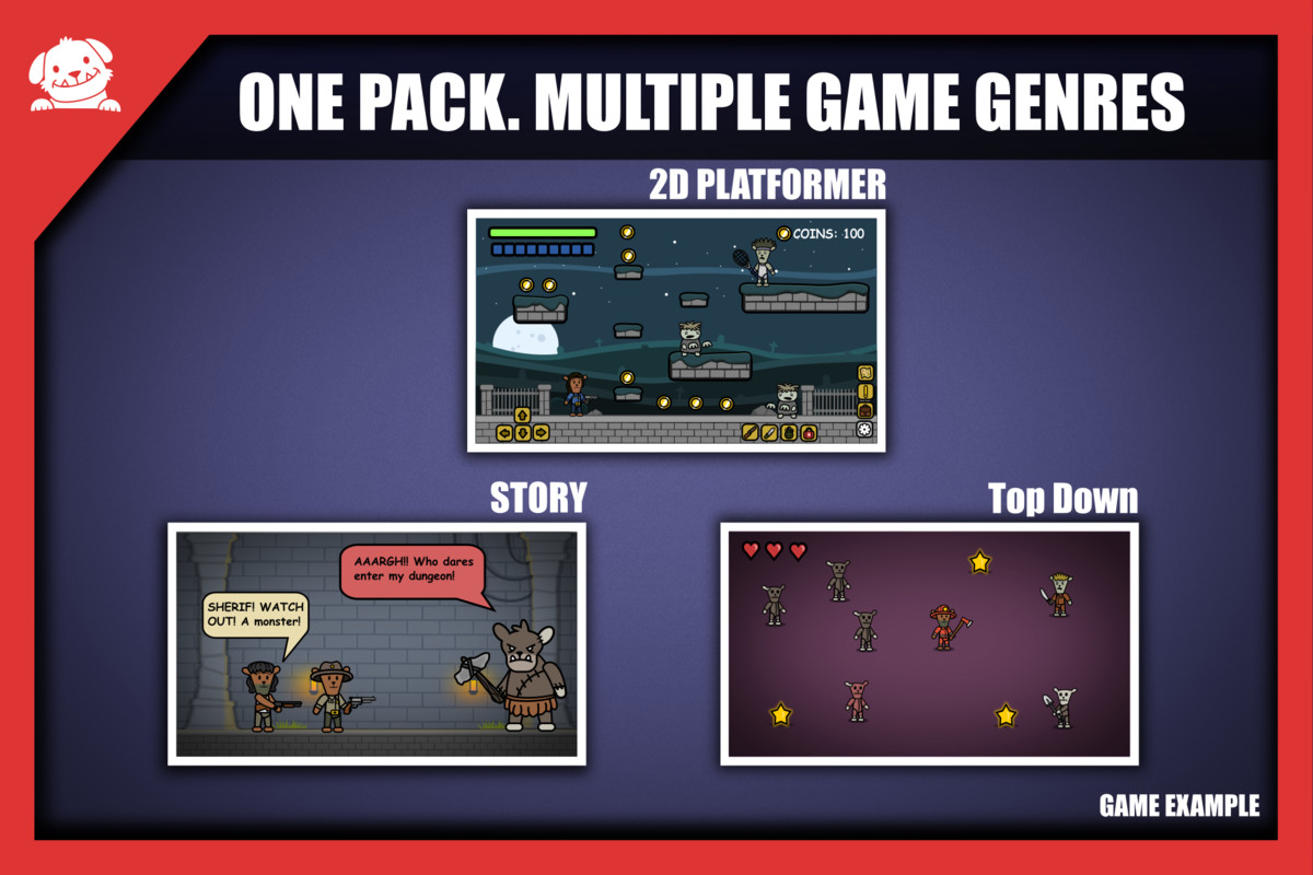 2D Cartoon Zombie Characters Pack