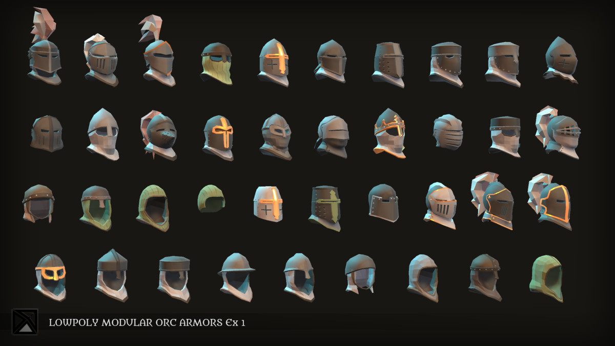 Low Poly Orcs Modular Armors Ex1 - LOWPOLY MEDIEVAL FANTASY SERIES