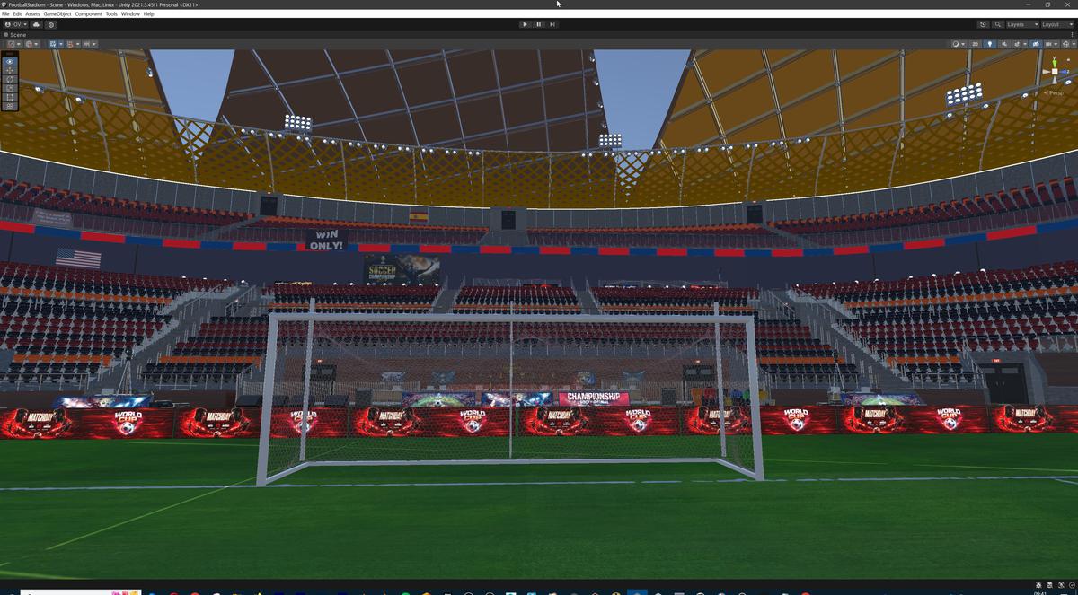 Modular Soccer Football Stadium Arena With 4 Roofs - Sport Environment 3d Level
