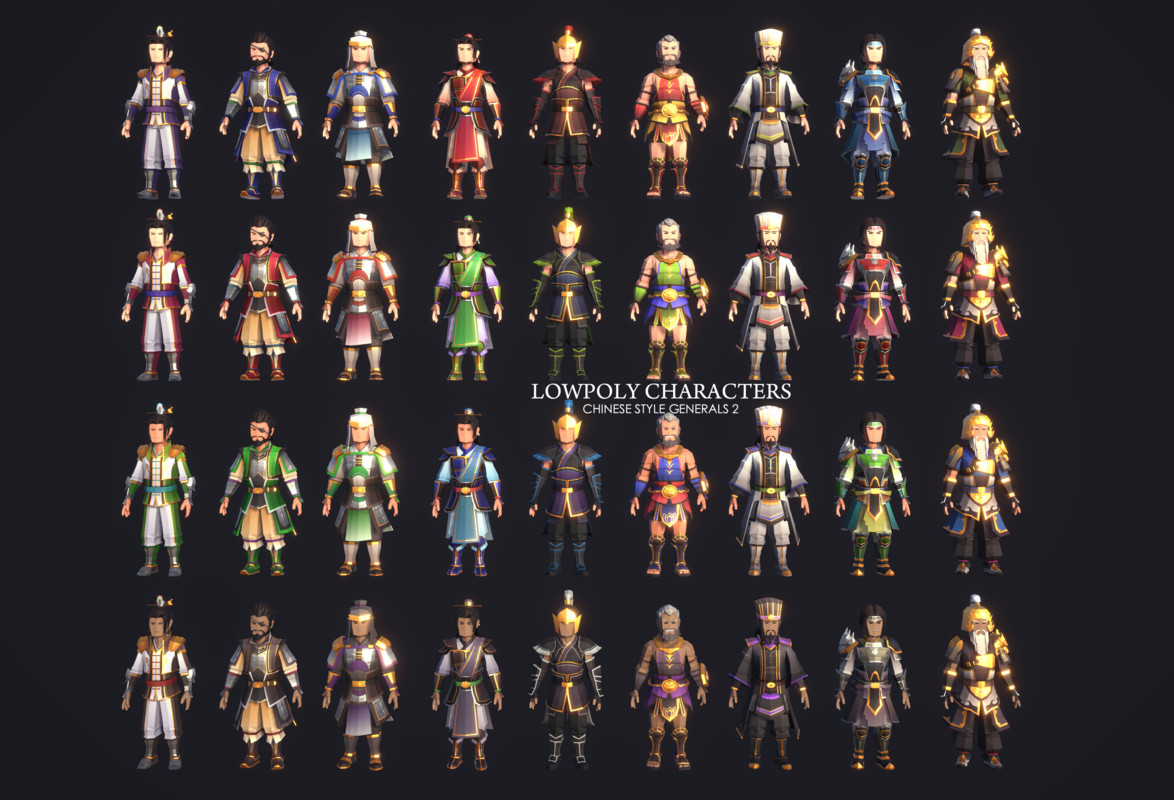 LowpolyCharacters_ChineseStyle Generals 2