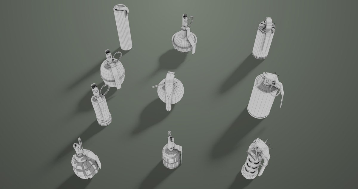 10 Grenades Single Mat URP HDRP Textures