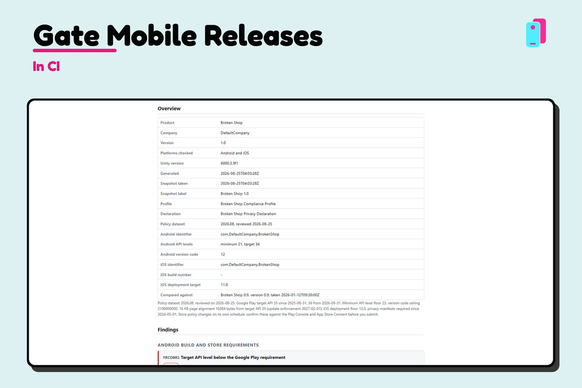 Mobile Release Compliance & Privacy Doctor