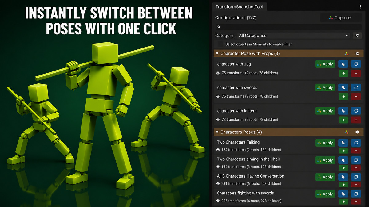 Transform Snapshot Tool : Capture in Play Mode