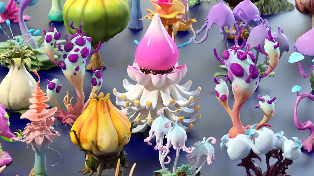 Fantasy Funny Stylized Magical Flora Plants - Low Poly Pack (118 3d models)