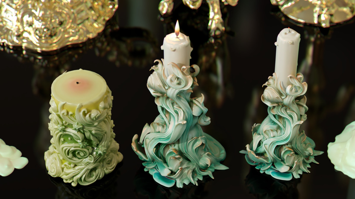 Ornate Candles, CandleHolders, and Wax Sculptures - 133 Models Set