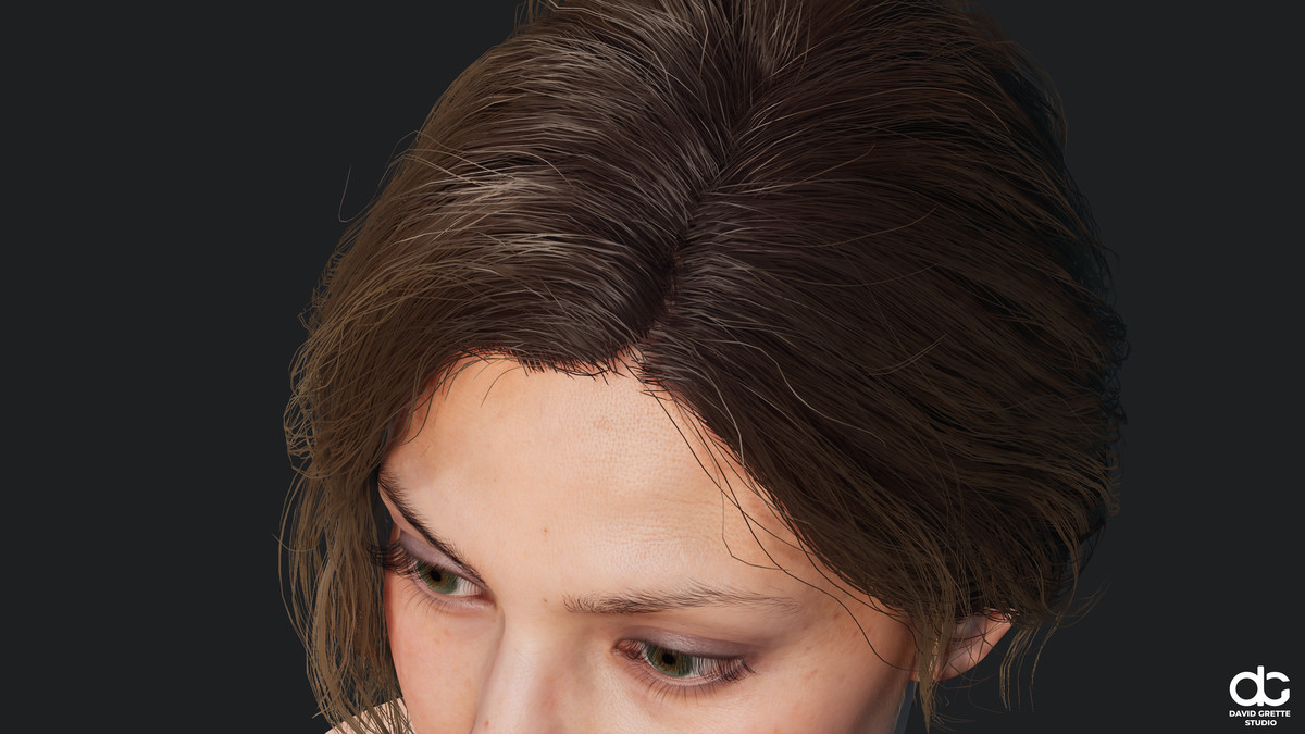 Realistic female hairstyles, pack #4 | Rigged hair, game-ready, low-poly