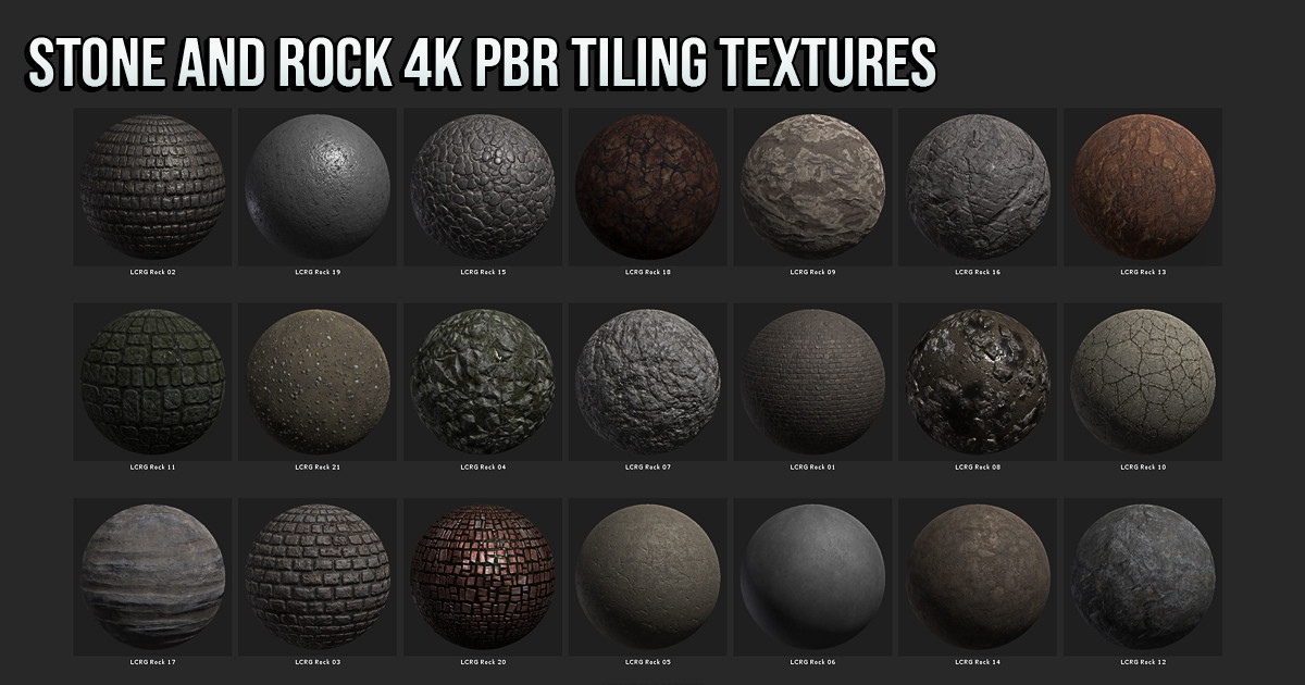 21 Stone and Rock 4K PBR Tiling Textures Collection