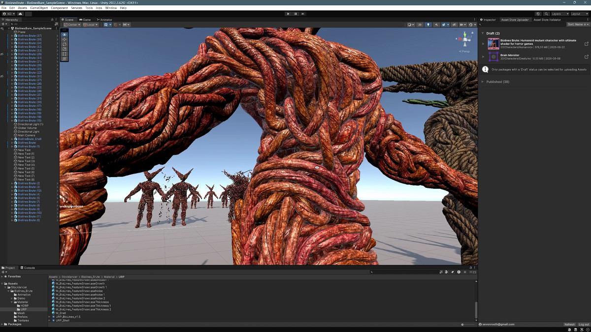 Biolines Brute: Humanoid mutant character with ultimate shader for horror games