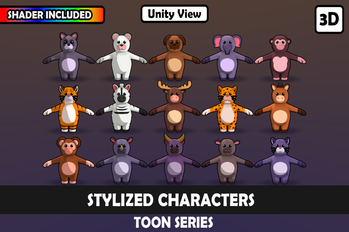 V2 Mascot Humanoid Animal Characters V2: 15 Unique Humanoids, Matcap Magic