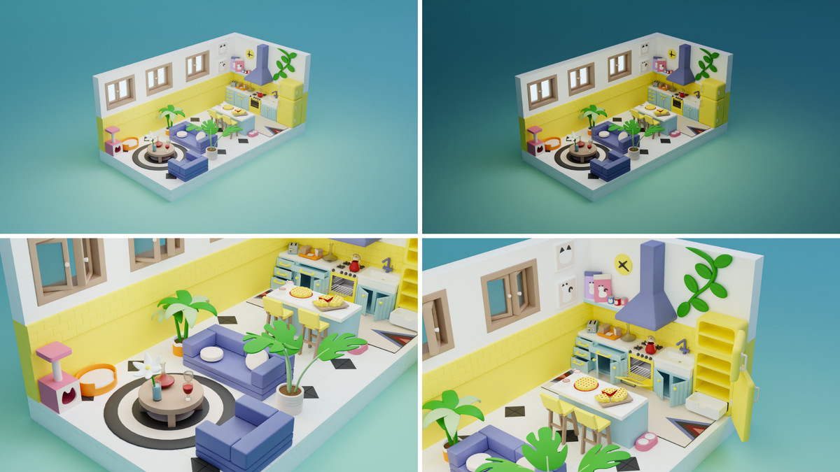 Cartoon Interactive Rooms & Furniture - Cozy Interior Pack