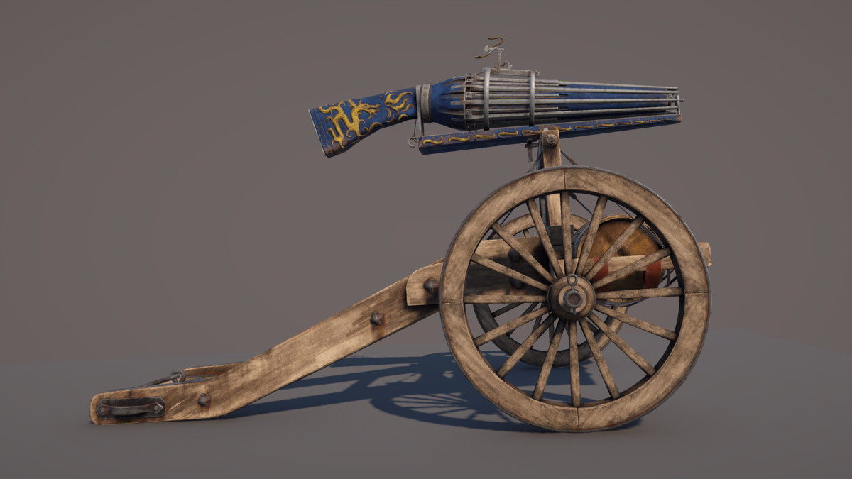 Multi-Barrel Firearm – 3 Variants (Clean, Used, Damaged) + Animation