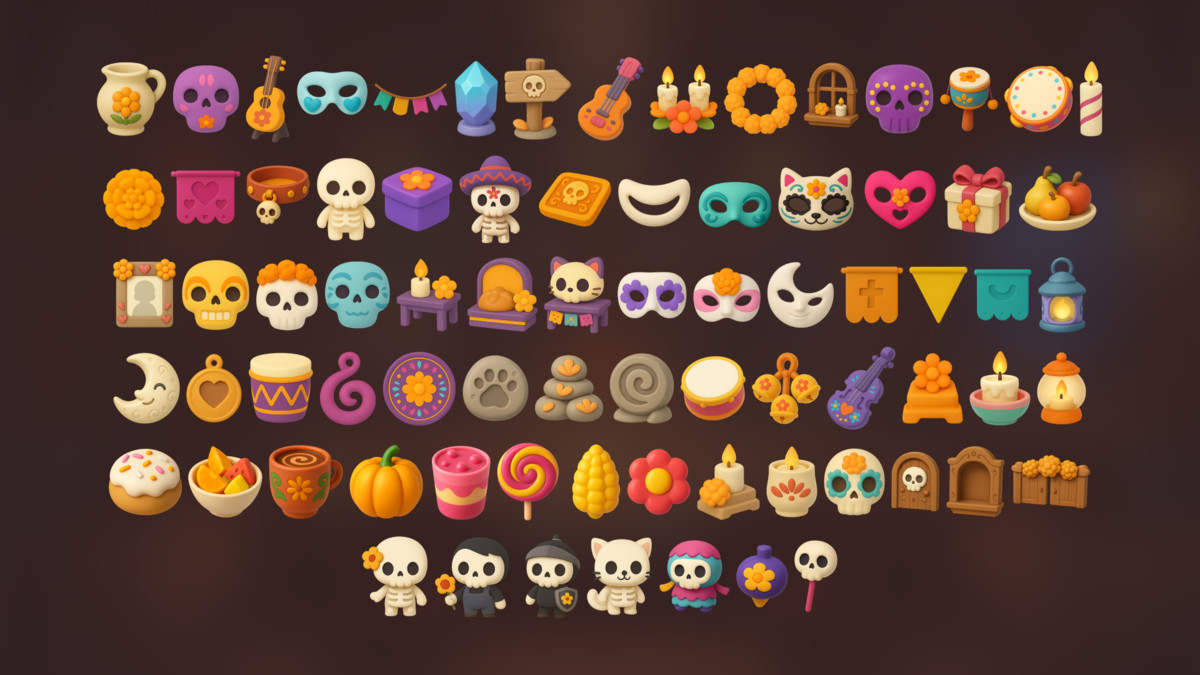 Day of the Dead Icons Pack Mexican Festive Skulls Characters Decorations