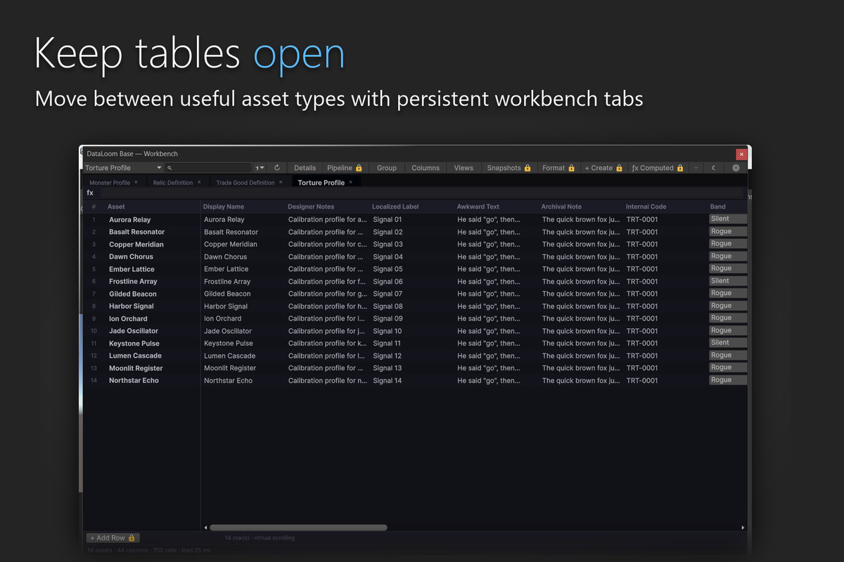 DataLoom Base - ScriptableObject Spreadsheet Editor