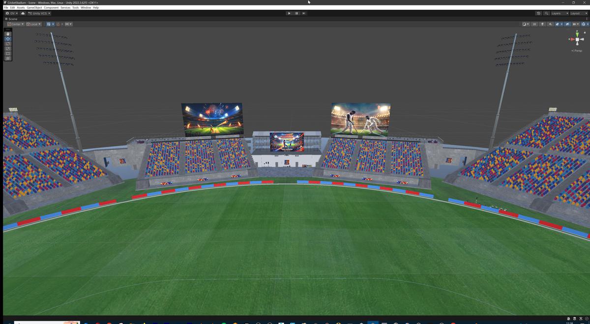 Modular Cricket Arena Stadium 3D Environment with Props