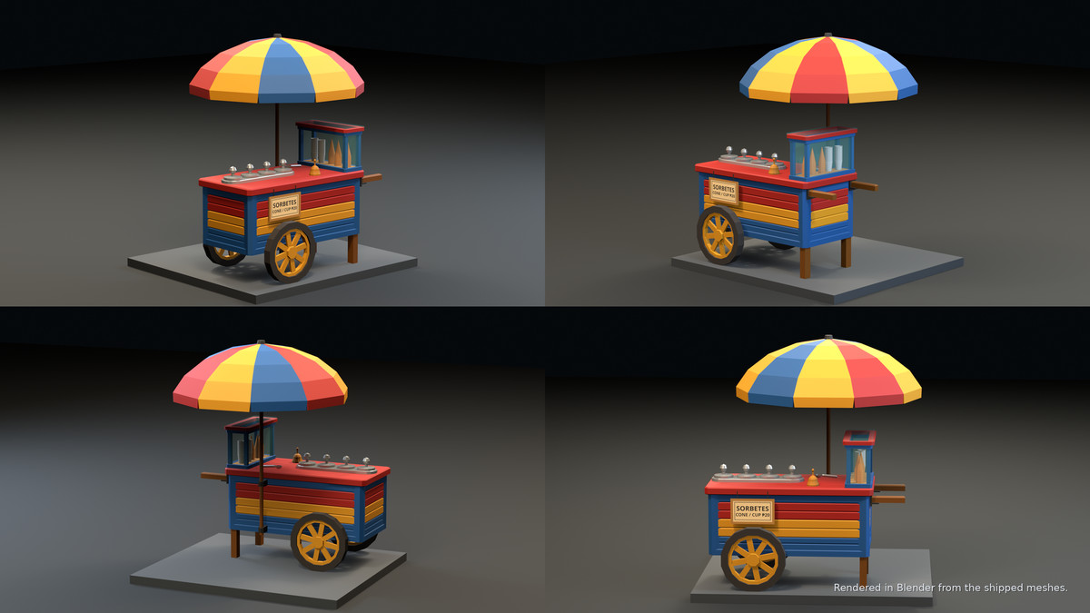 Asian Street Food Carts & Stalls: Low Poly Pack