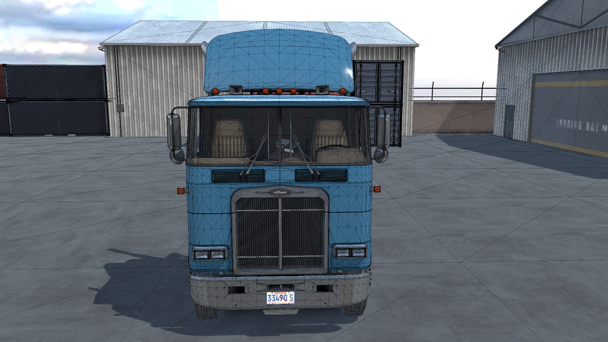 80s Cabover Truck with lowboy trailer