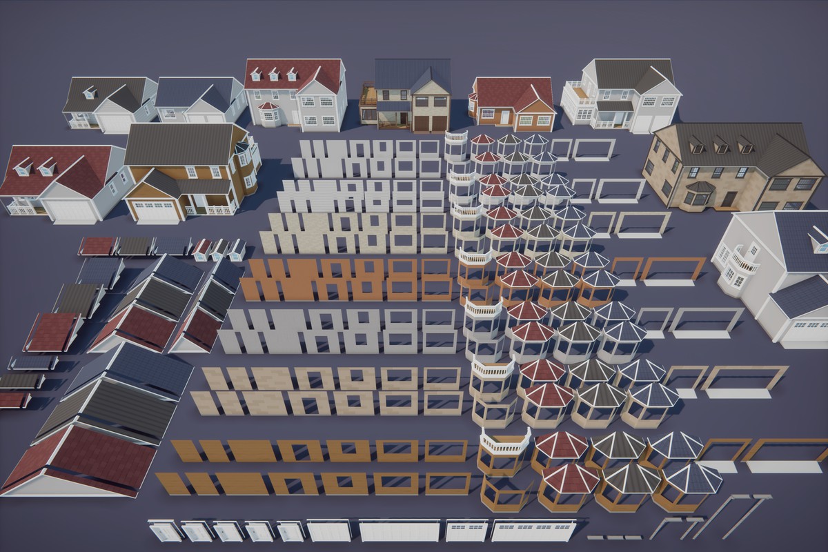 Low Poly Cartoon House Interior & Exterior