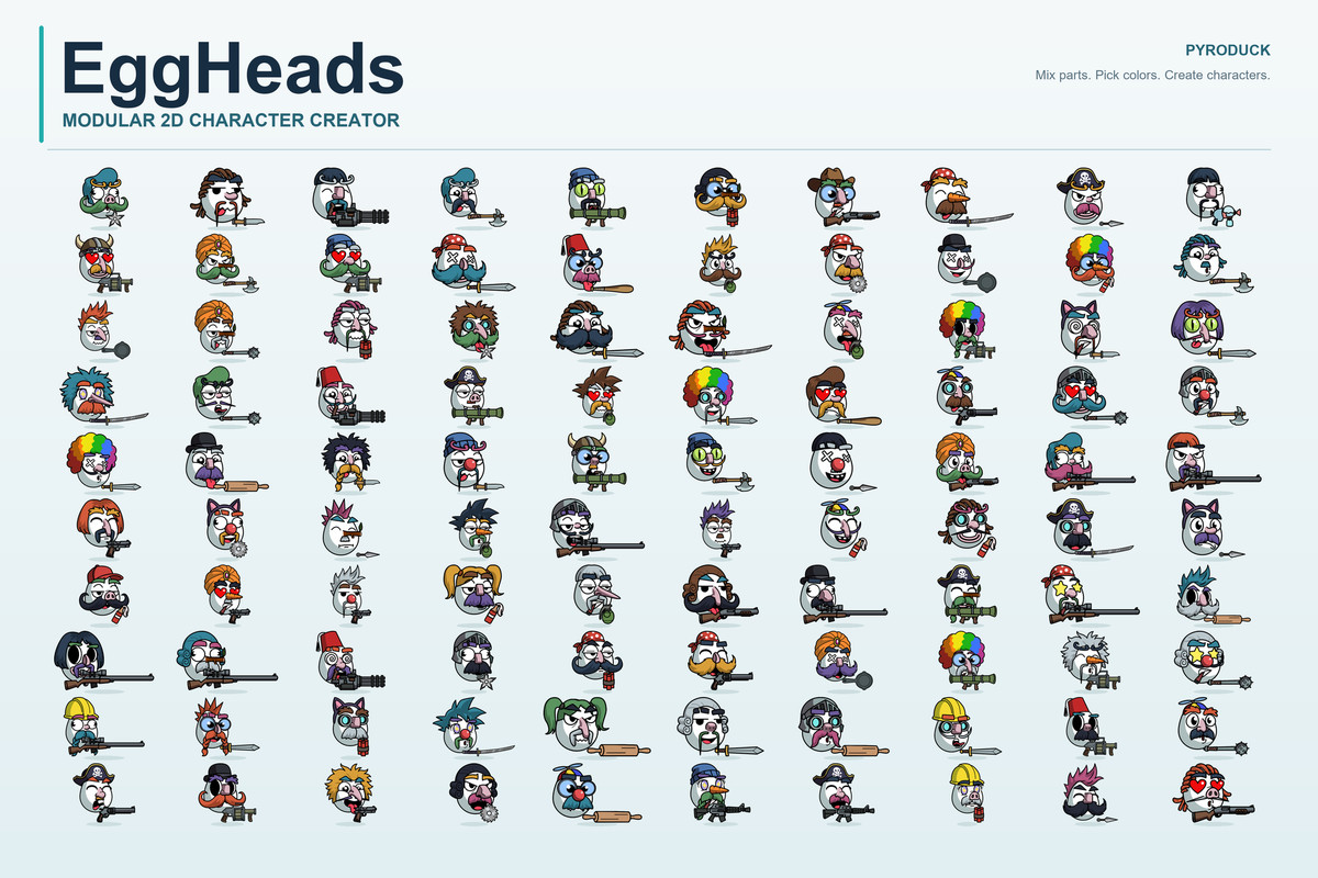 Egg Heads 2D — Modular Character Creator