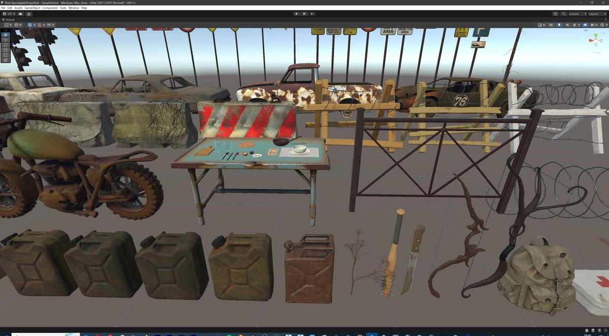 Post-Apocalyptic Survival Urban City Props and Road Signs Pack - 135 3d Models