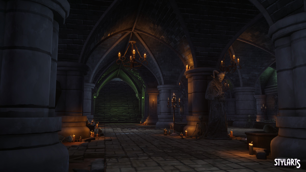 Stylized Spooky Cemetery Crypt