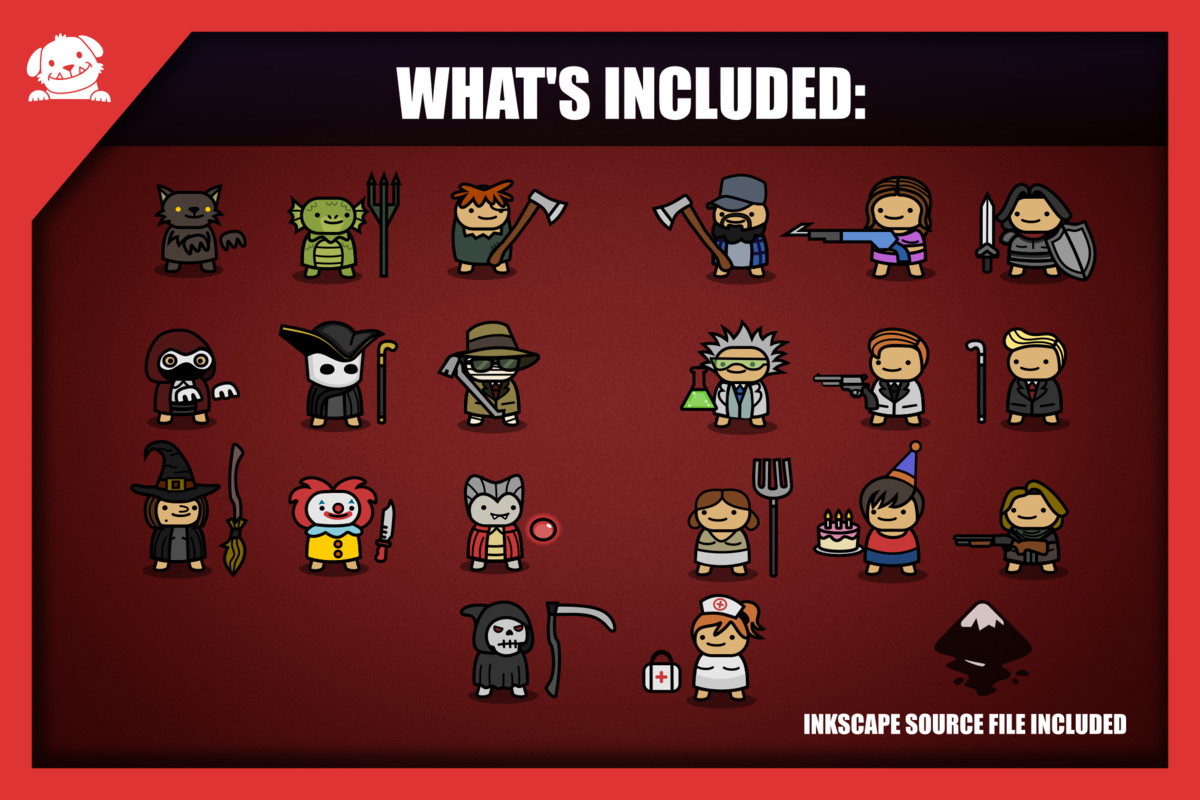 Simple 2D Cute Horror Characters Pack 2