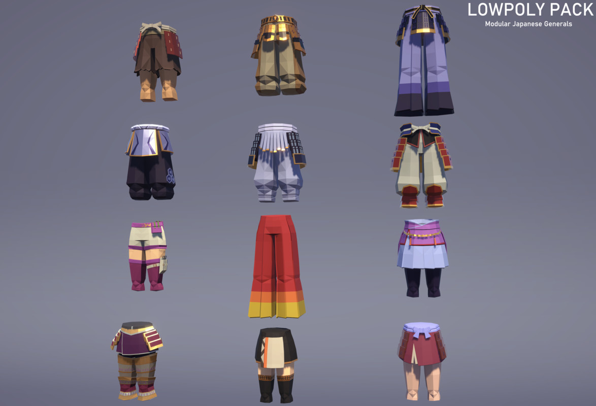 LowpolyPack_ Modular Japanese Generals