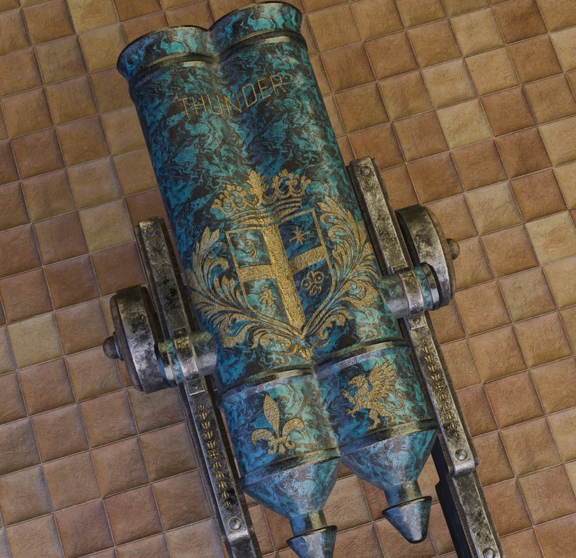 Thunderstrike Double Barrel Ornate Historical Cannon
