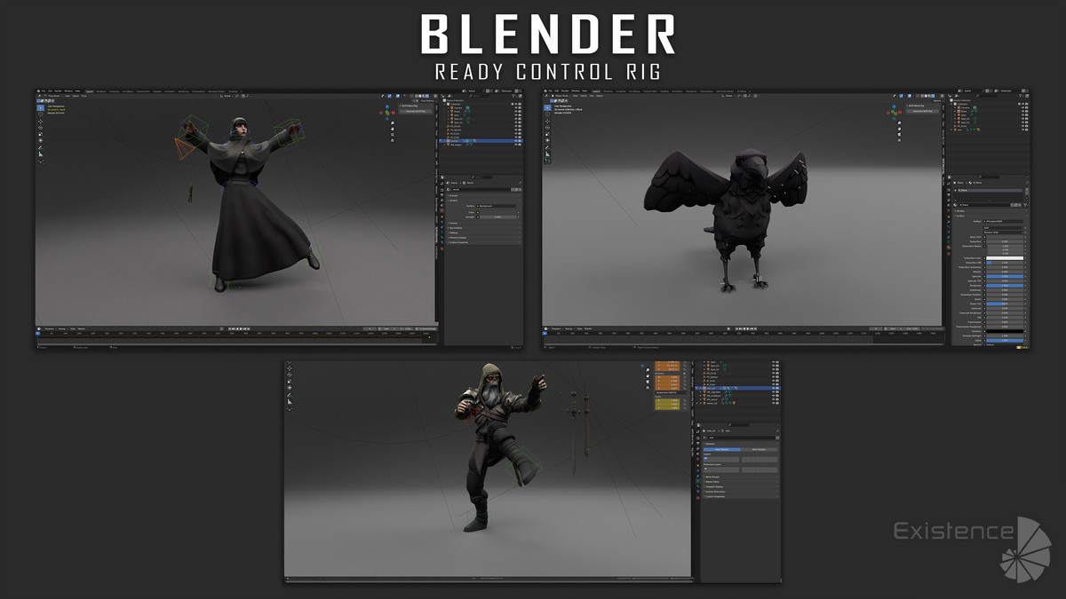 3 in 1 - Creature Pack 4 - Raven - Undead Draugr - Nun Katharine - #77