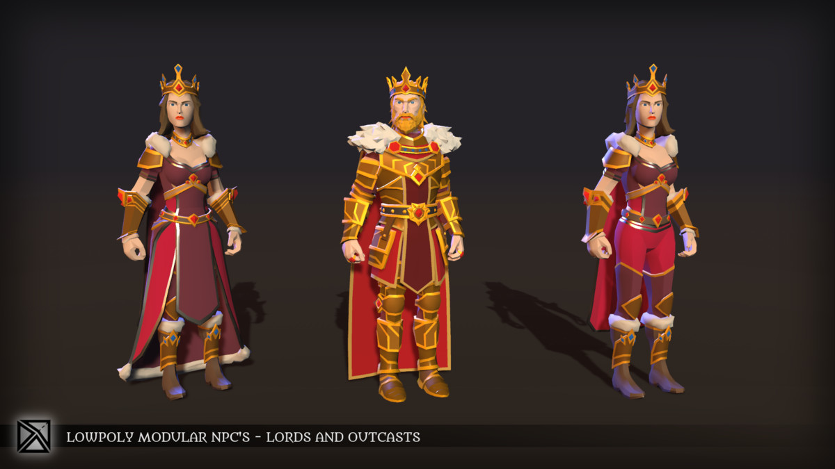 Low Poly Modular NPCs – Lords & Outcasts- LOWPOLY MEDIEVAL FANTASY SERIES