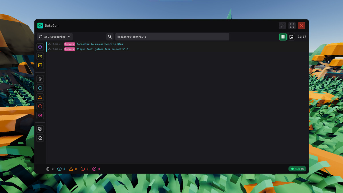 GatoCon - Runtime Debug Console & Structured Logging