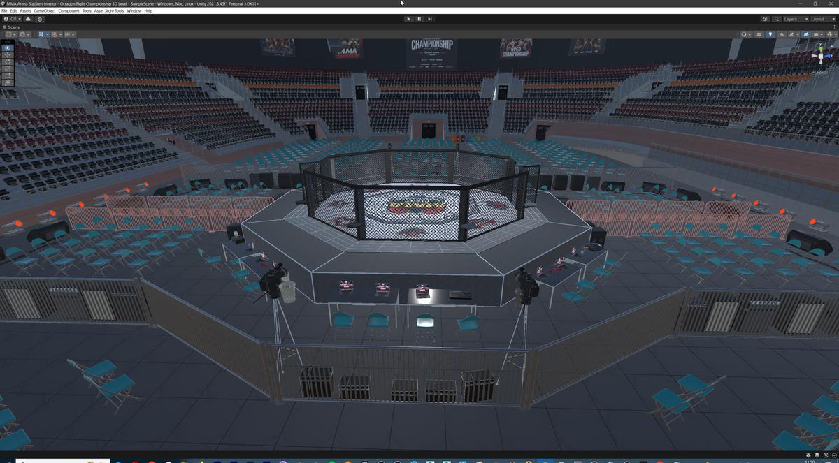 MMA Arena Stadium Interior - Octagon Fight Championship Nodular 3D Level