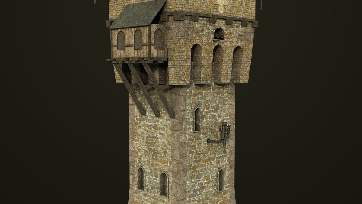 Old Castle Watch Tower 01 URP HDRP Textures