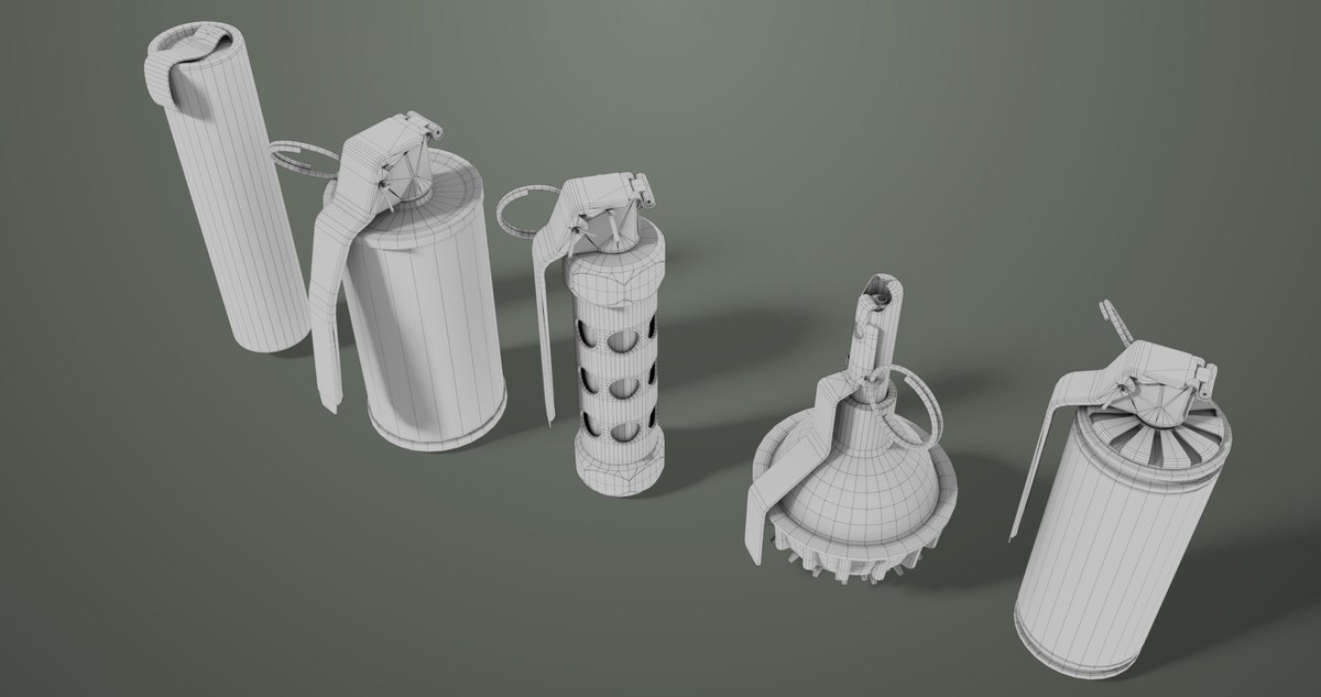 Smoke and Flash Grenades Single Mat URP HDRP Textures