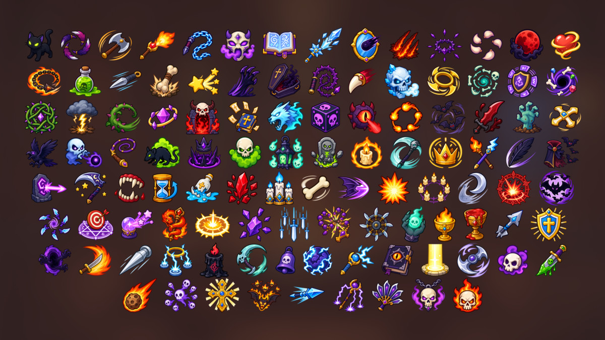 Dark Powers Fantasy Magic Spells Combat Skills Icons Pack