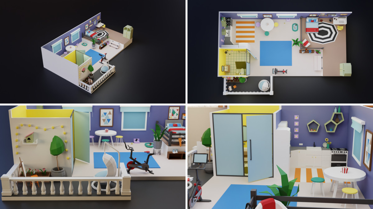 Low Poly Apartments Interiors Pack