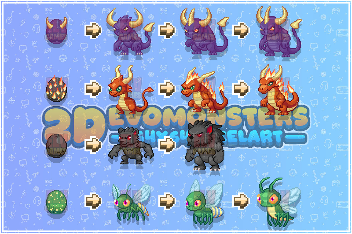 2D Pixel EvoMonsters Mega Pack