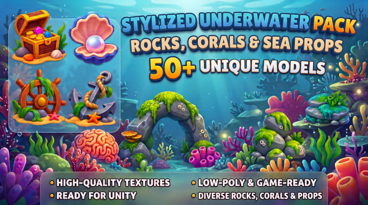 Stylized Underwater Pack — Rocks, Corals & Sea Props