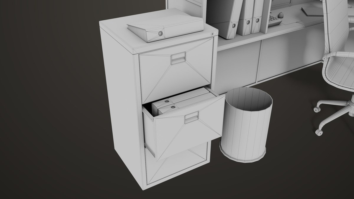 Office Desk Props Single Mat URP HDRP Textures