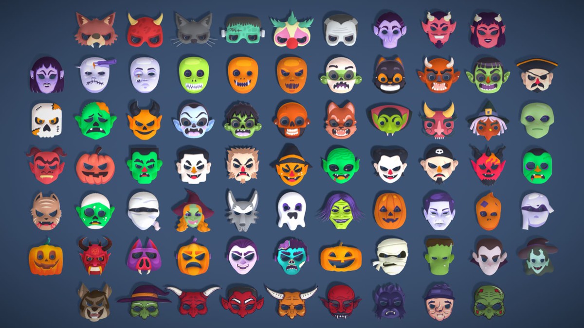 73 Halloween Masks Pack – Toon Horror Ghosts Evil Fantasy Collection
