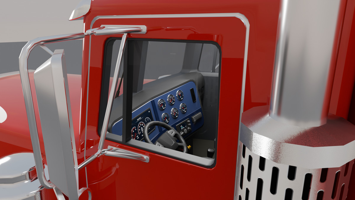 American Semi Truck + Logging Trailer | Interior, Modular, 4 Wood Log | PBR