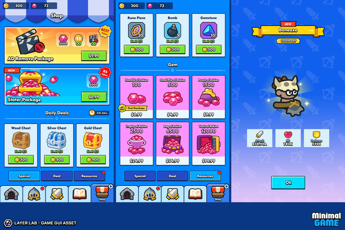 GUI Pro - Minimal Game Blue(+PSD)