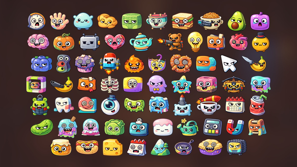 Cute Cartoon Object Battle Food Enemy Monsters Pack for Casual RPG Arcade Games