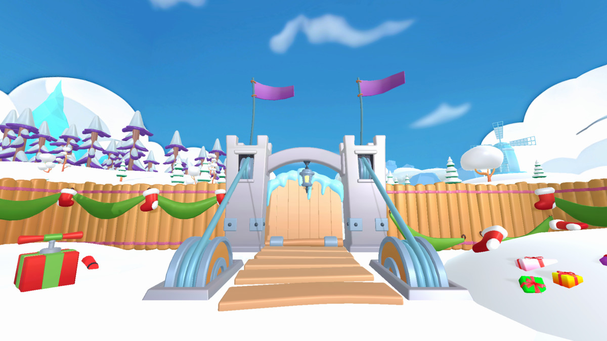 Cute characters and beautiful New Year and Christmas surroundings
