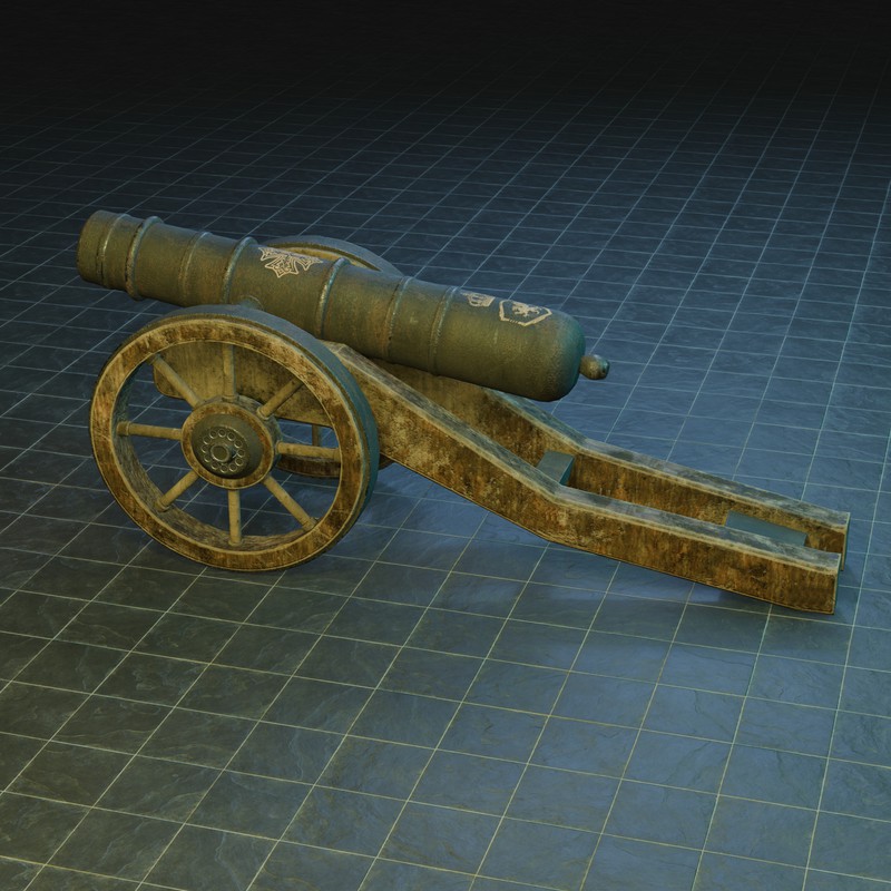 Historical Field Cannon Game Ready with LODs & PBR Textures