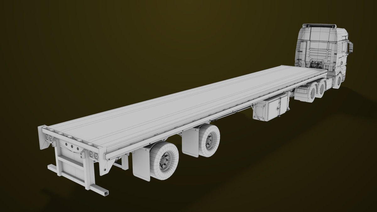 Heavy Truck 04 Flatbed Load Trailer URP HDRP Textures