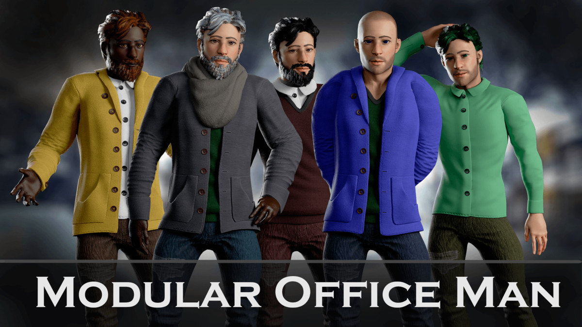 Office Winter Man – Modular Game Character