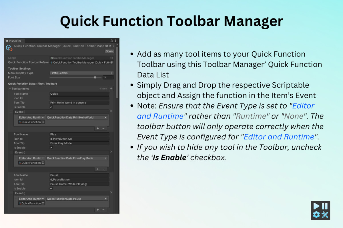 Master Toolbar: Quick Scene Switch & Quick Function